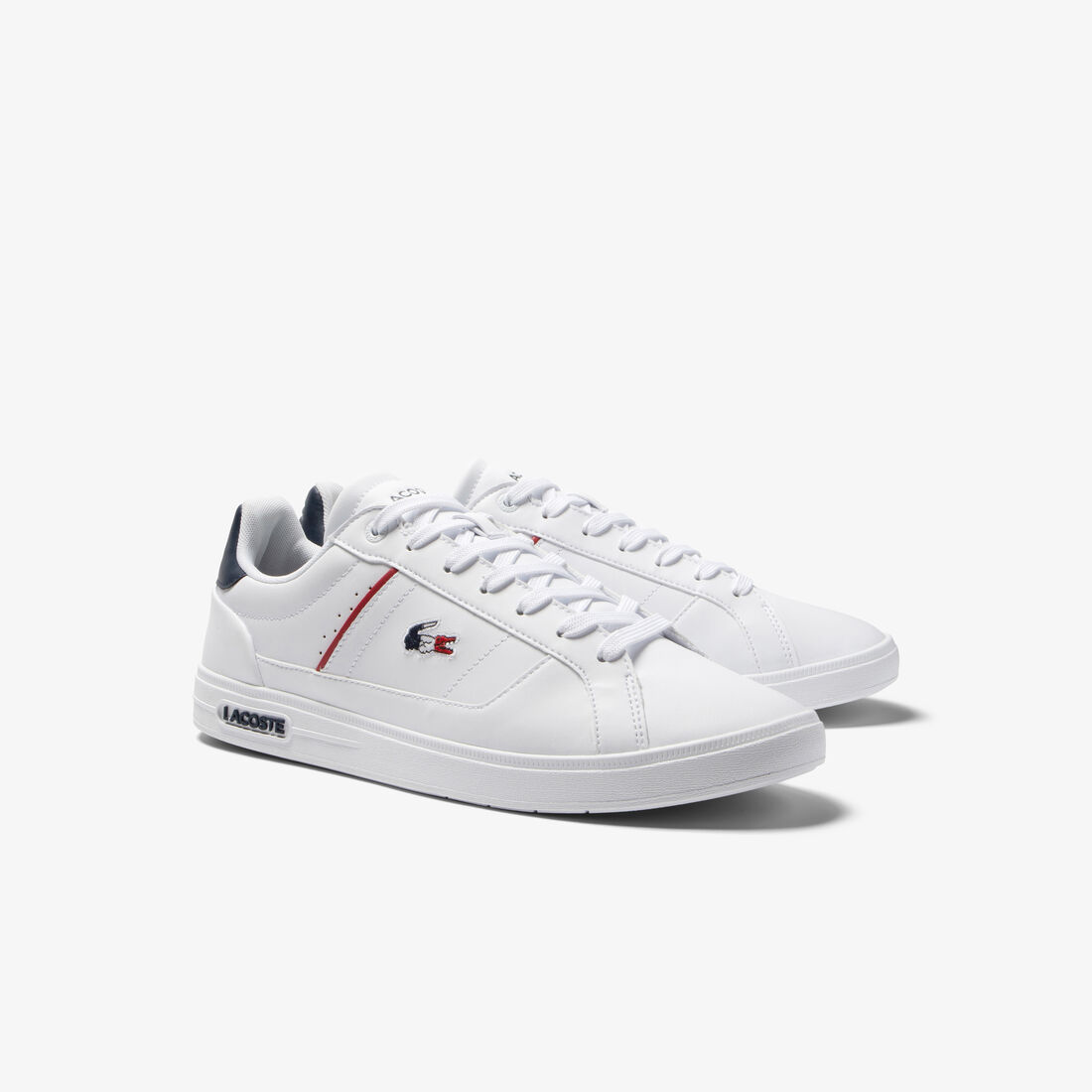 Lacoste Europa Pro Leder Heel Pop Sneakers Herren Weiß Navy Rot | JUOW-80591