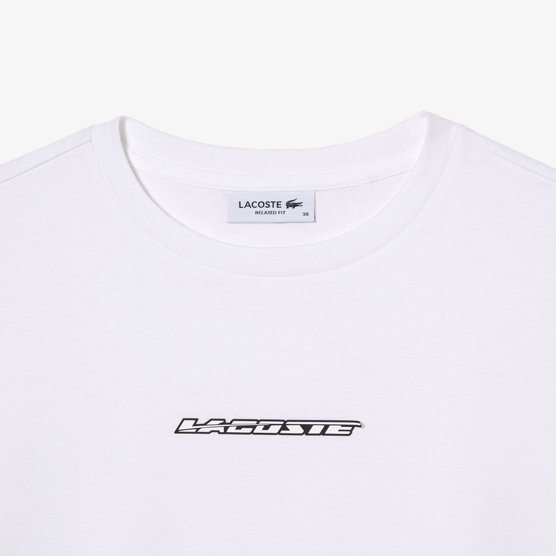 Lacoste Jersey Contrast Print T-shirts Damen Weiß | MTGE-02478