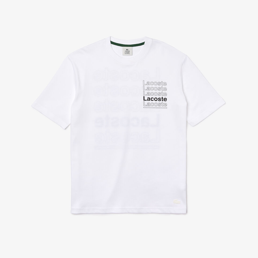 Lacoste L!ve Loose Fit Printed Baumwoll T-shirts Herren Weiß | DSAC-97043
