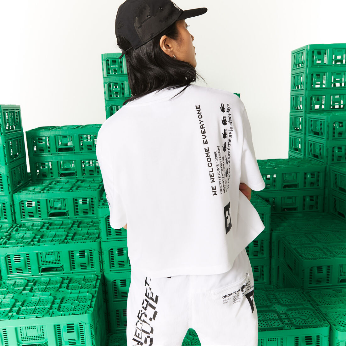 Lacoste L!ve X Minecraft Kurzes Organic Baumwoll T-shirts Damen Weiß | UXRC-47635
