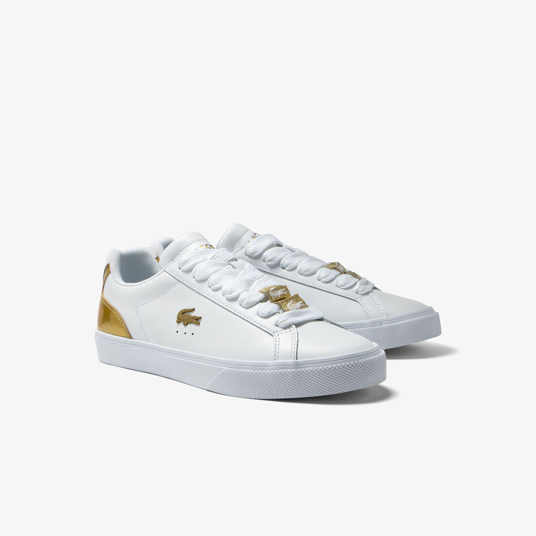 Lacoste Lerond Pro Leder Colour Block Sneakers Damen Weiß Gold | RYBT-75816