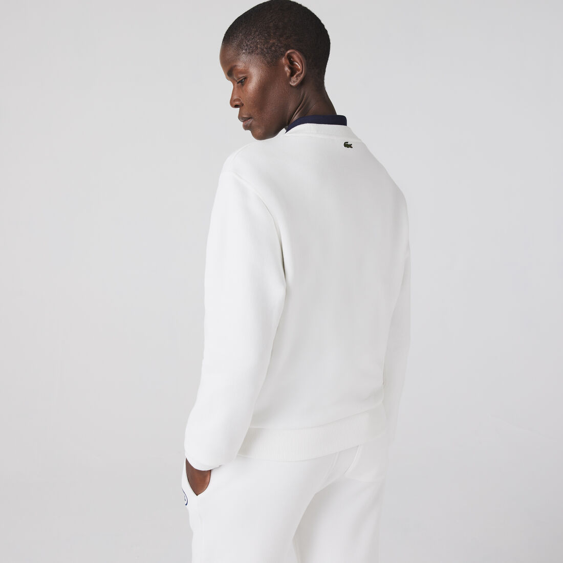 Lacoste Loose Fit Organic Baumwoll Fleece Sweatshirts Damen Weiß | IEUJ-42698