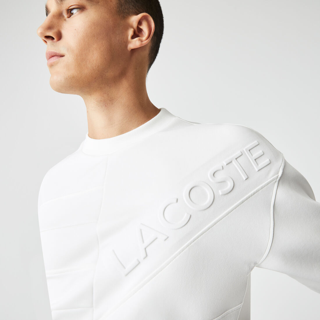 Lacoste Loose Fit Patchwork Effect Sweatshirts Herren Weiß | IVXT-43718