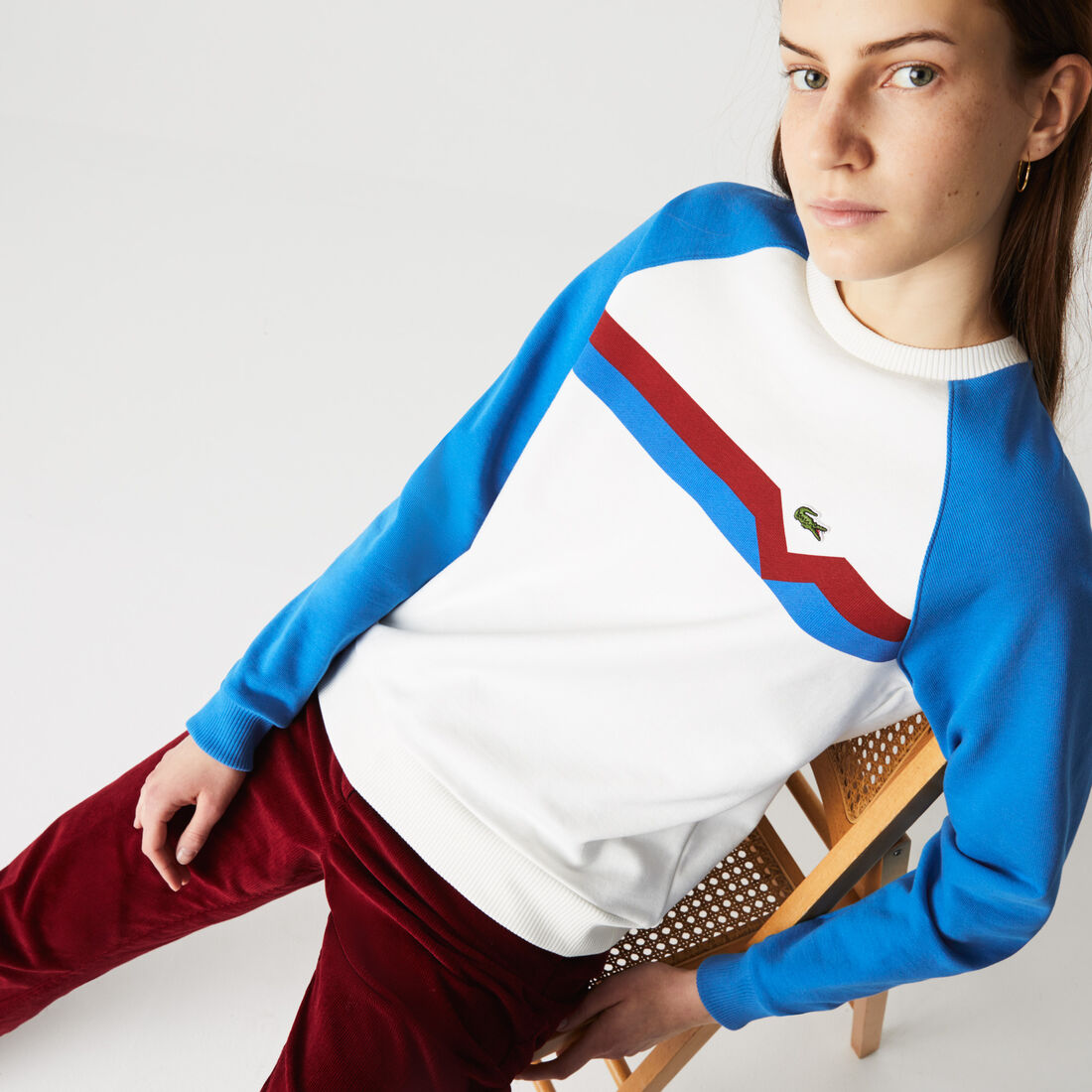 Lacoste Made In France Colorblock Organic Baumwoll Sweatshirts Damen Weiß | ARJB-32487