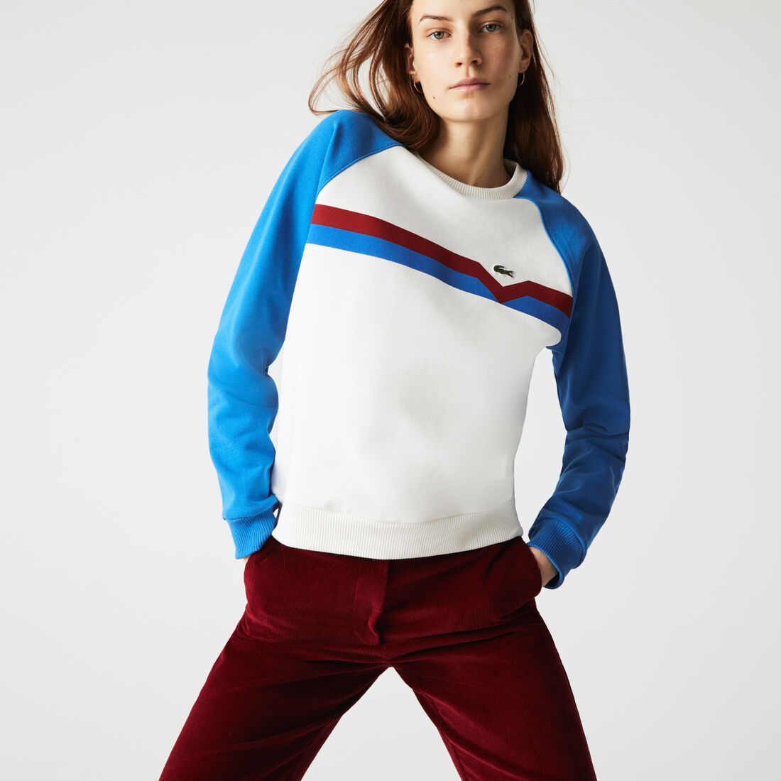 Lacoste Made In France Colorblock Organic Baumwoll Sweatshirts Damen Weiß | ARJB-32487