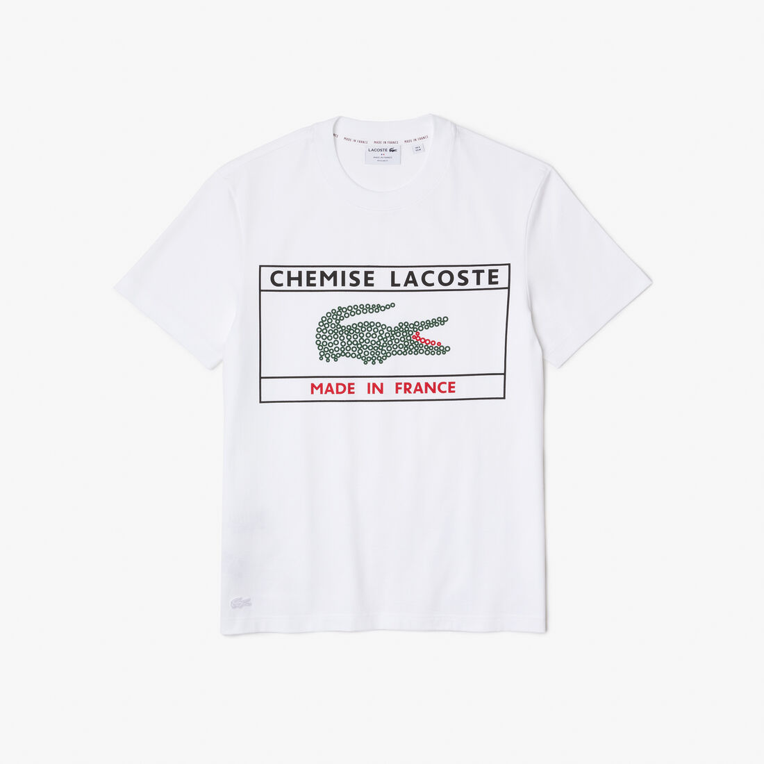 Lacoste Made In France Print Organic Baumwoll T-shirts Herren Weiß | VQSM-83079