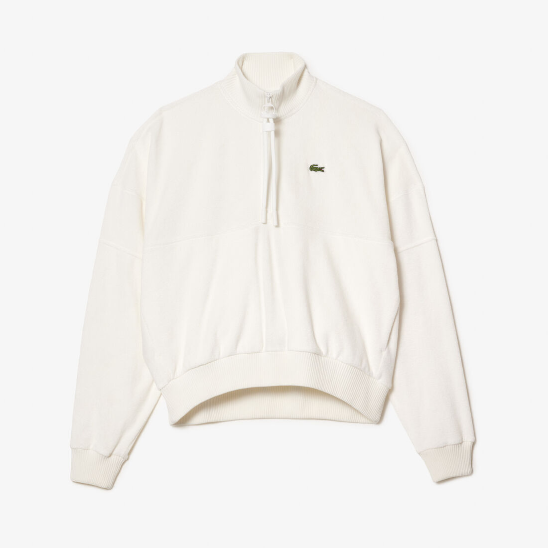 Lacoste Oversize High Neck Zipped Fleece Sweatshirts Damen Weiß | MTBI-32650