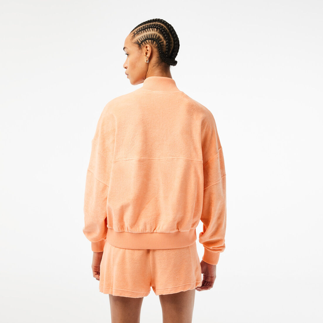 Lacoste Oversize High Neck Zipped Fleece Sweatshirts Damen Hellorange | XJZD-02714
