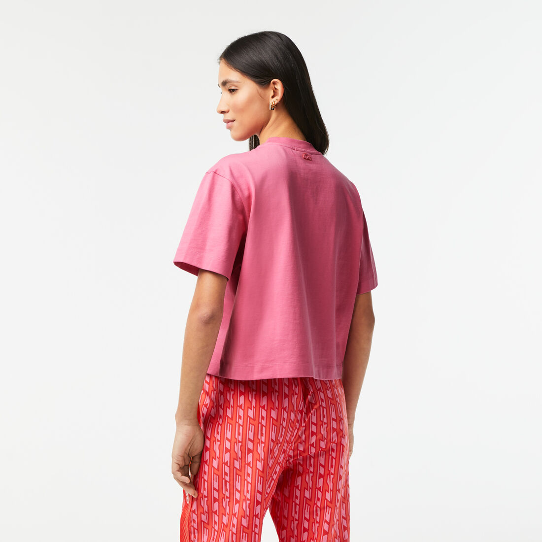 Lacoste Oversized Baumwoll Jersey T-shirts Damen Rosa | YPQG-48357