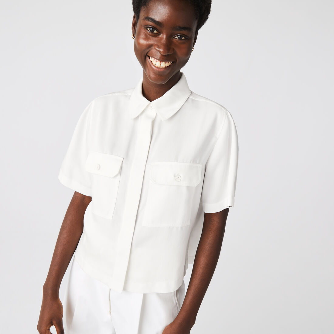 Lacoste Pocketed Light Blouse Hemd Damen Weiß | YAKC-87521