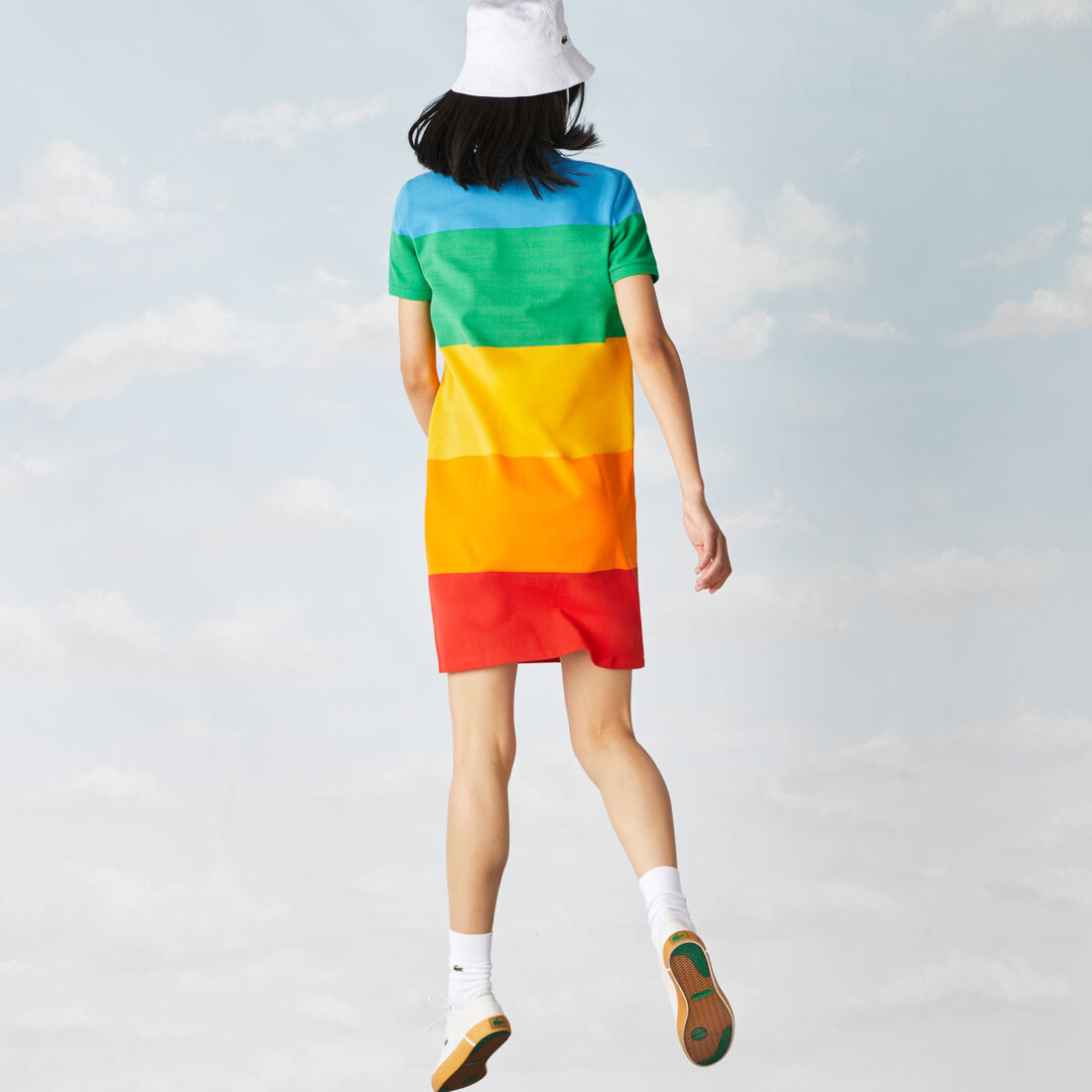 Lacoste Polaroid Collaboration Gestreift Baumwoll Piqué Kleider Damen Mehrfarbig | BOUQ-91587