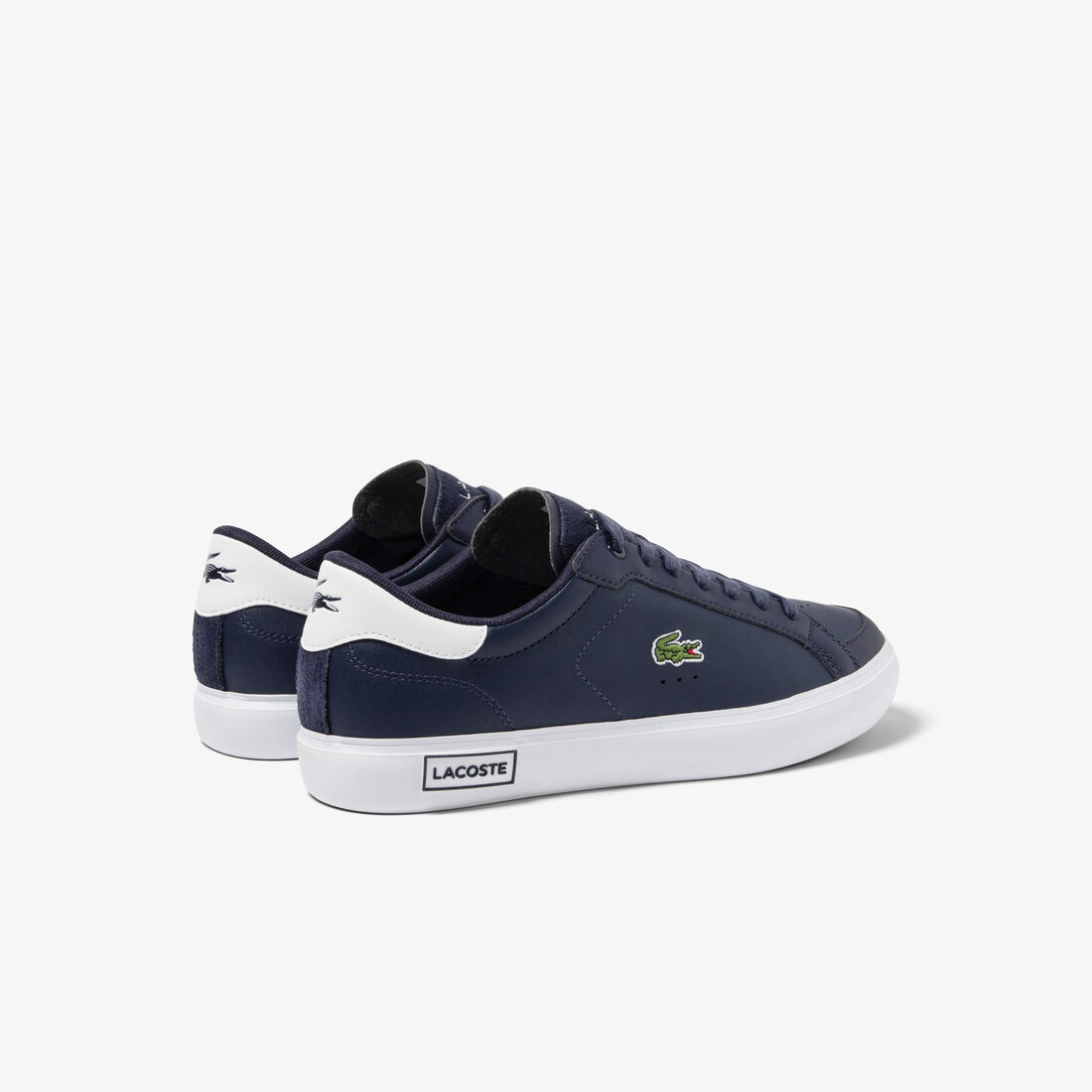 Lacoste Powercourt Leder Colour Block Sneakers Herren Navy Weiß | RJYX-29310
