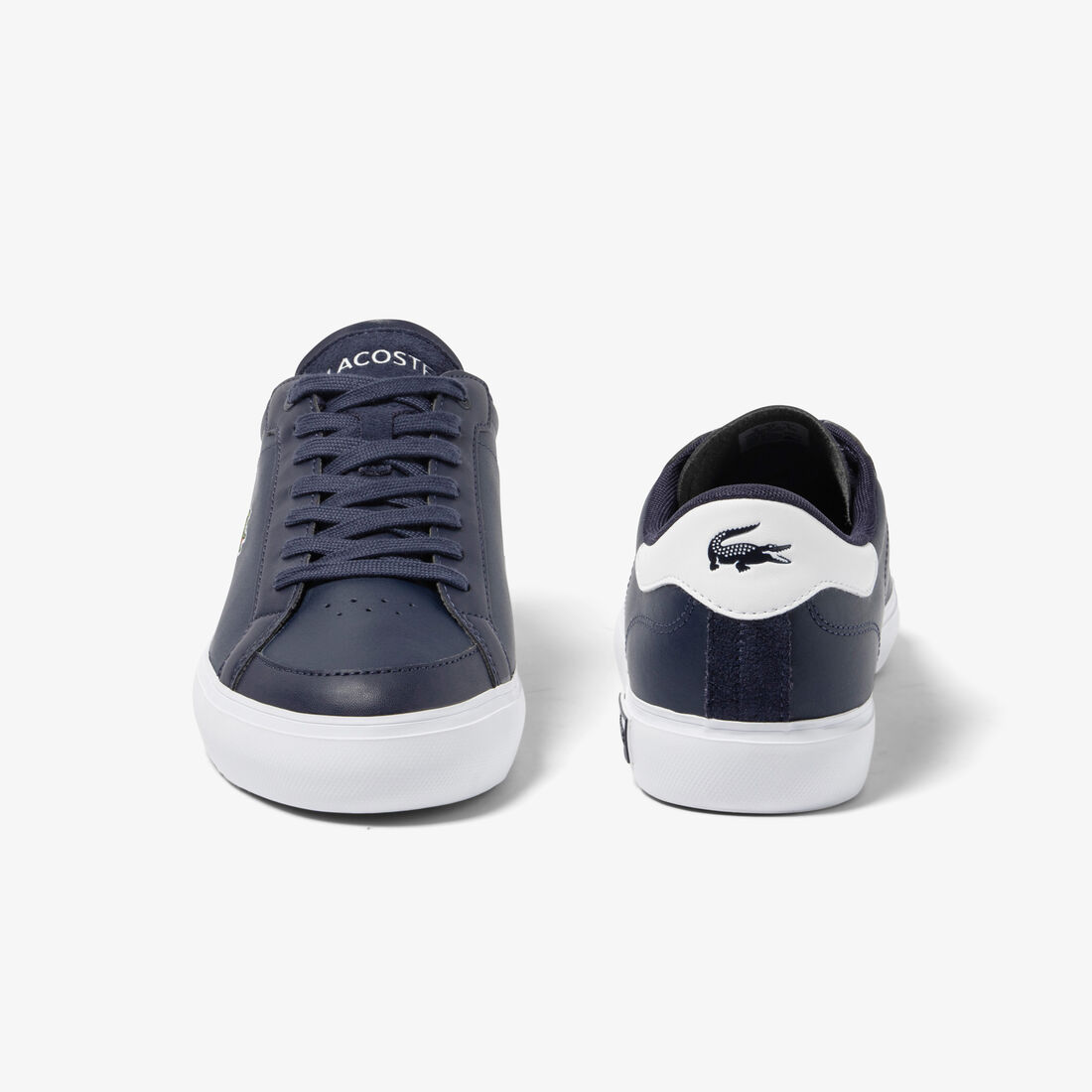 Lacoste Powercourt Leder Colour Block Sneakers Herren Navy Weiß | RJYX-29310