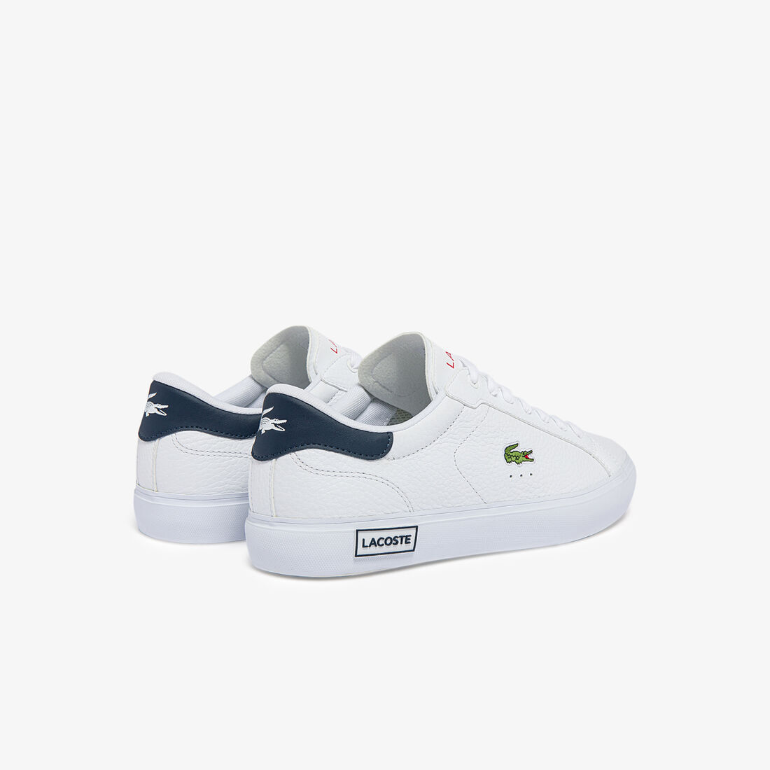 Lacoste Powercourt Leder Sneakers Herren Weiß Navy Rot | VKJG-76831