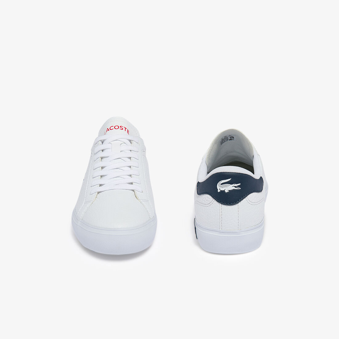 Lacoste Powercourt Leder Sneakers Herren Weiß Navy Rot | VKJG-76831