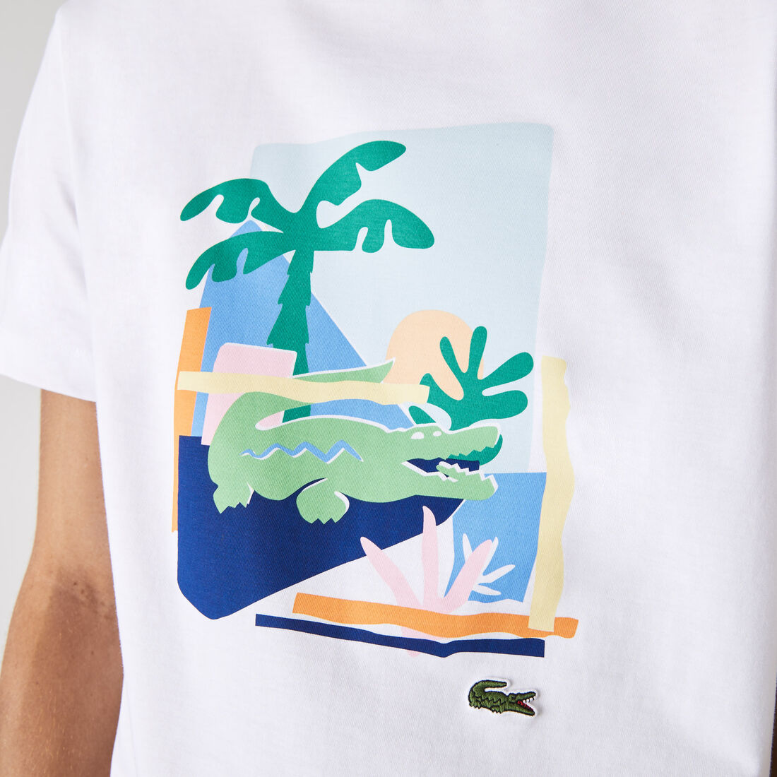 Lacoste Print Baumwoll T-shirts Herren Weiß | KEQF-56379
