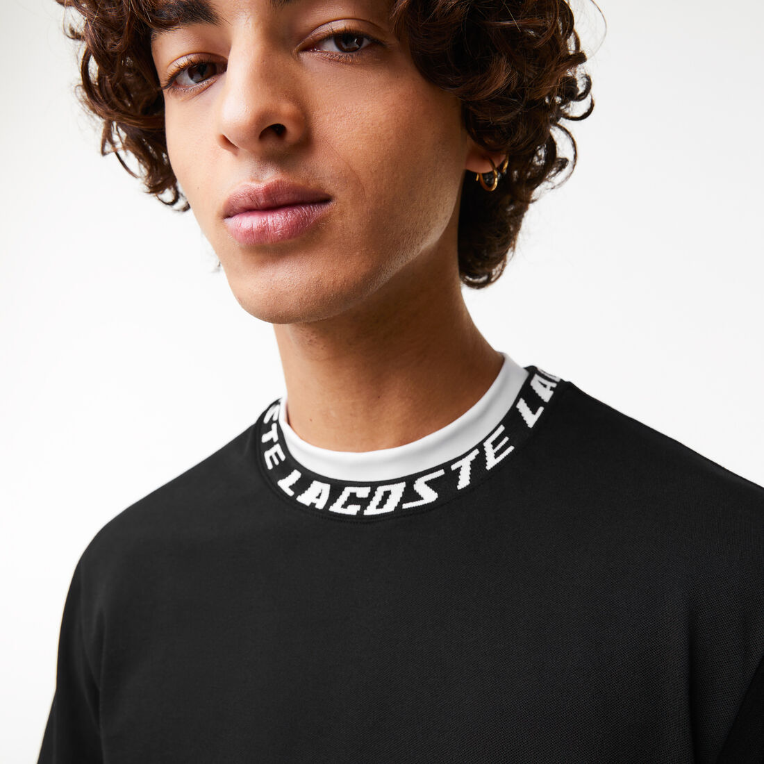 Lacoste Regular Fit Branded Collar T-shirts Herren Schwarz | QWUJ-53026