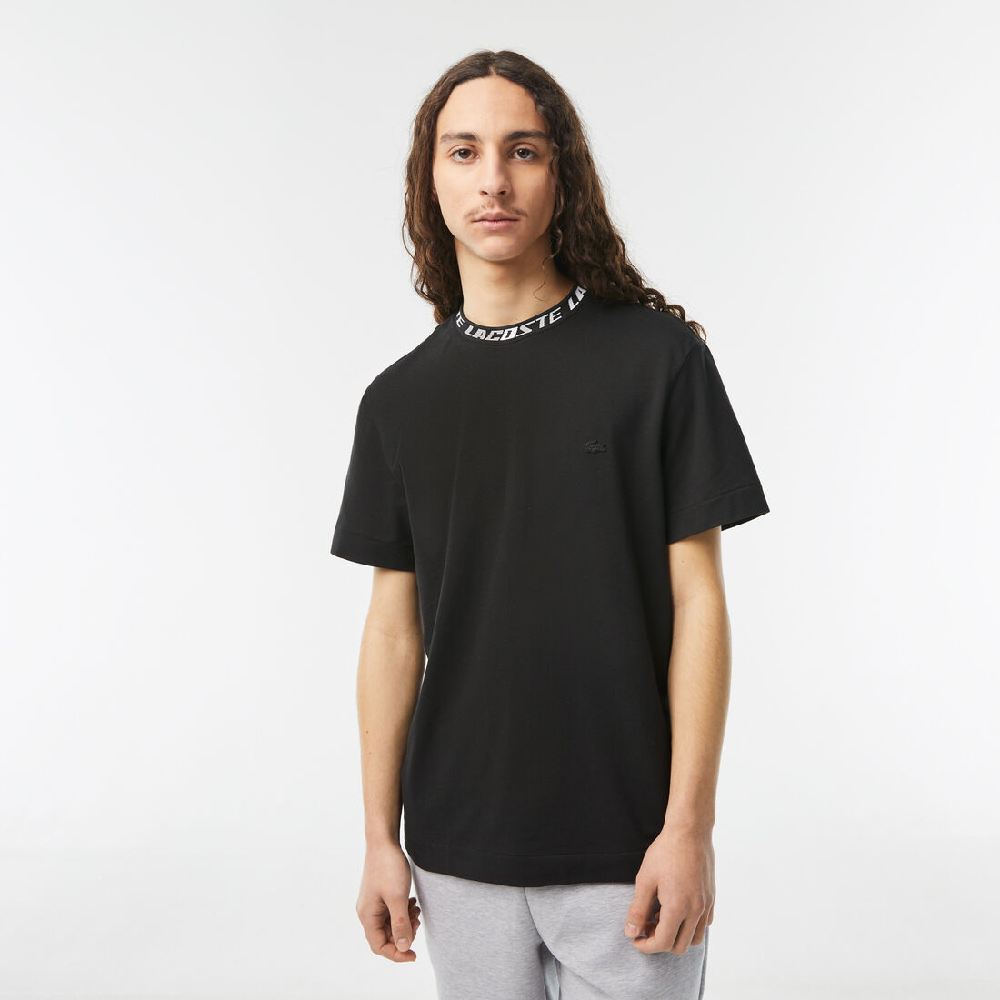 Lacoste Regular Fit Branded Collar T-shirts Herren Schwarz | QWUJ-53026