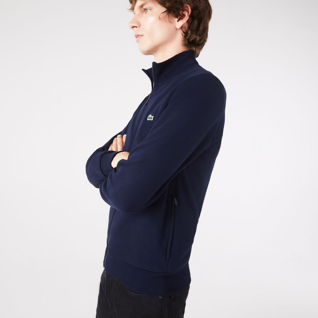 Lacoste Regular Fit Brushed Fleece Zippered Sweatshirts Herren Navy Blau | WMUC-69718