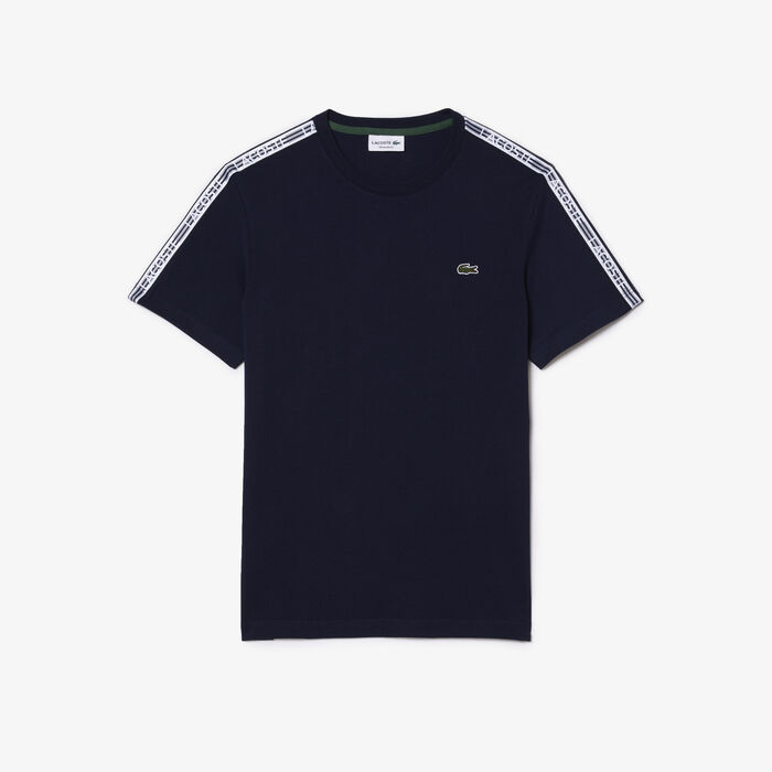 Lacoste Regular Fit Logo Stripe T-shirts Herren Navy Blau | JBQK-47618