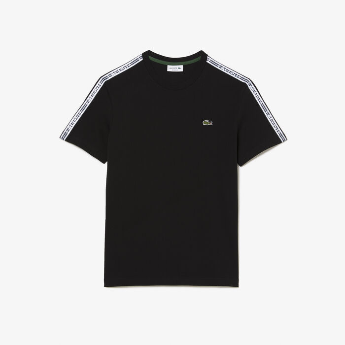 Lacoste Regular Fit Logo Stripe T-shirts Herren Schwarz | RPQS-14038