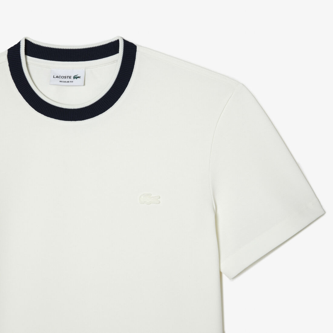 Lacoste Regular Fit Stretch Piqué T-shirts Herren Weiß Navy Blau | GZOU-73586