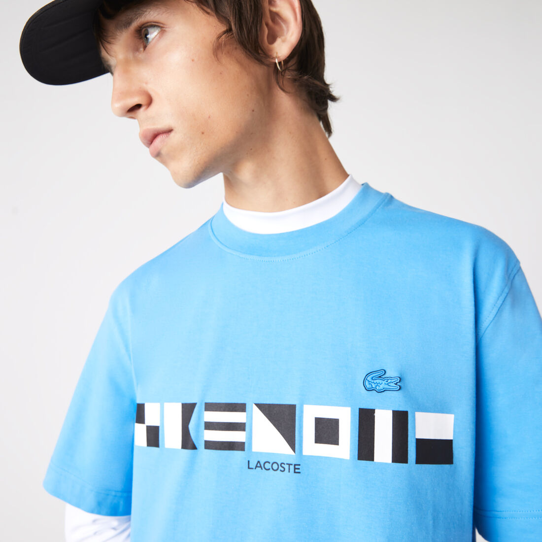Lacoste Relaxed Fit Print T-shirts Herren Blau | QNZU-03169