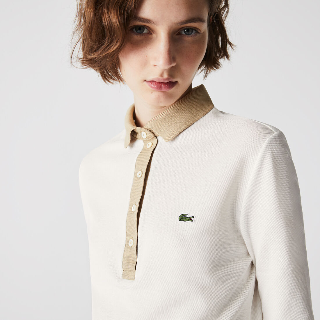 Lacoste Slim Fit Baumwoll Polo Shirts Damen Weiß | WPUN-61895