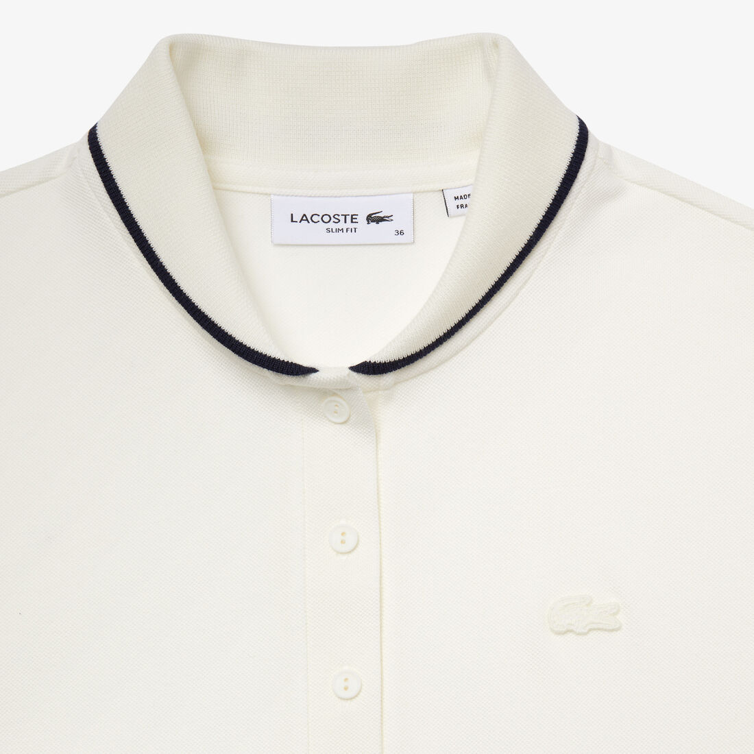 Lacoste Slim Fit Gestreift Collar Flowy Piqué Polo Shirts Damen Weiß | WNVB-45163