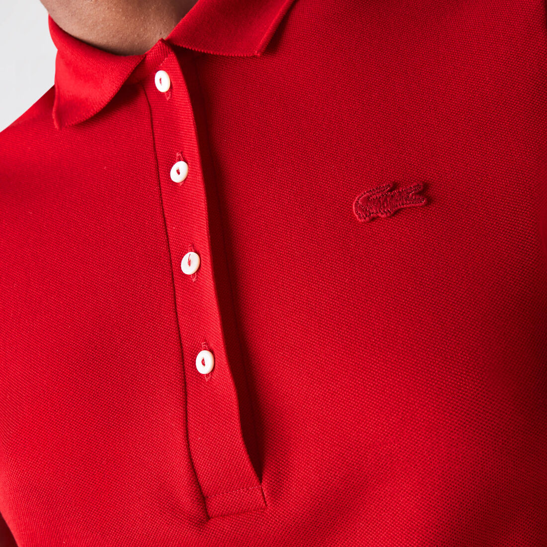 Lacoste Slim Fit Stretch Baumwoll Piqué Polo Shirts Damen Rot | PHSE-76230