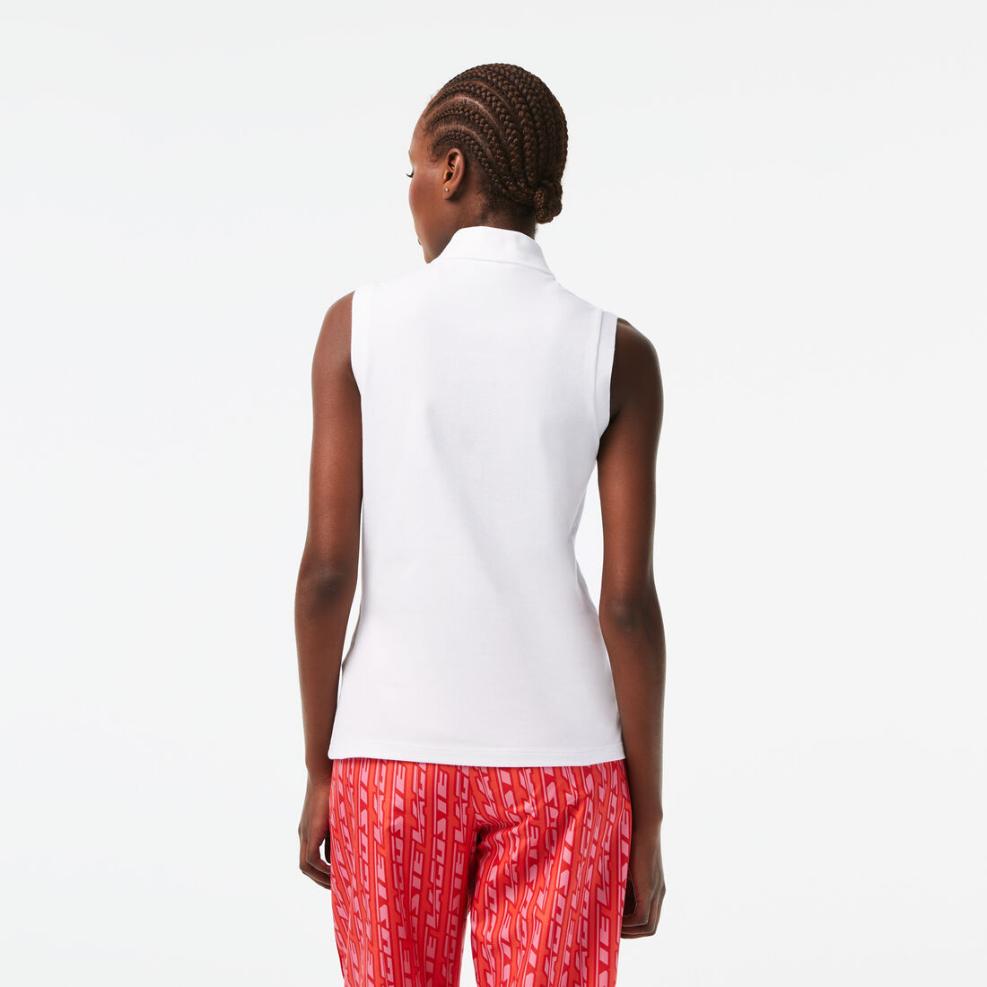 Lacoste Slim Fit Ärmellose Baumwoll Piqué Polo Shirts Damen Weiß | CLKU-94687