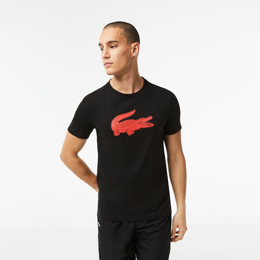 Lacoste Sport 3d Print Crocodile Atmungsaktiv Jersey T-shirts Herren Schwarz Rot | KEON-61720