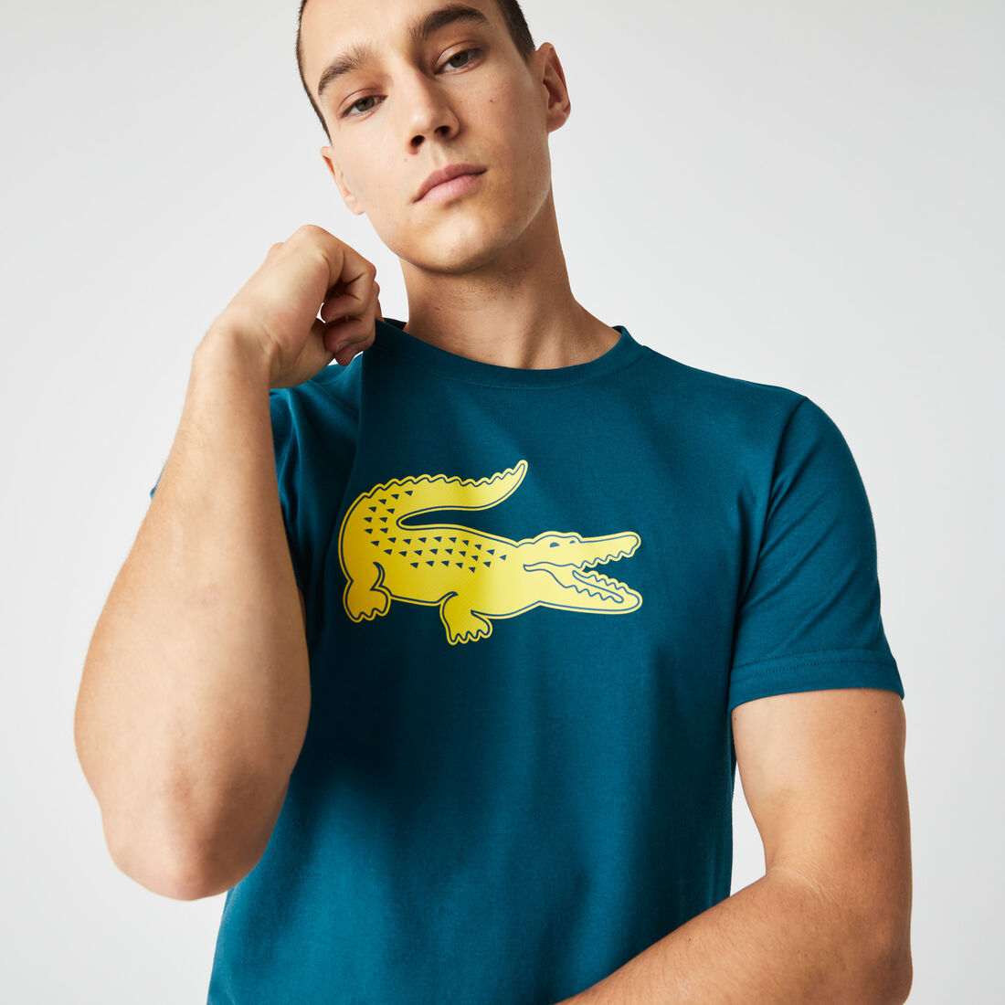 Lacoste Sport 3d Print Crocodile Atmungsaktiv Jersey T-shirts Herren Grün Gelb | TJPU-21863