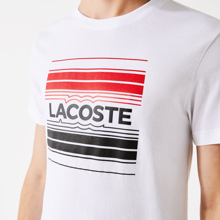 Lacoste Sport Stylized Logo Print Organic Baumwoll T-shirts Herren Weiß | CSVQ-39182