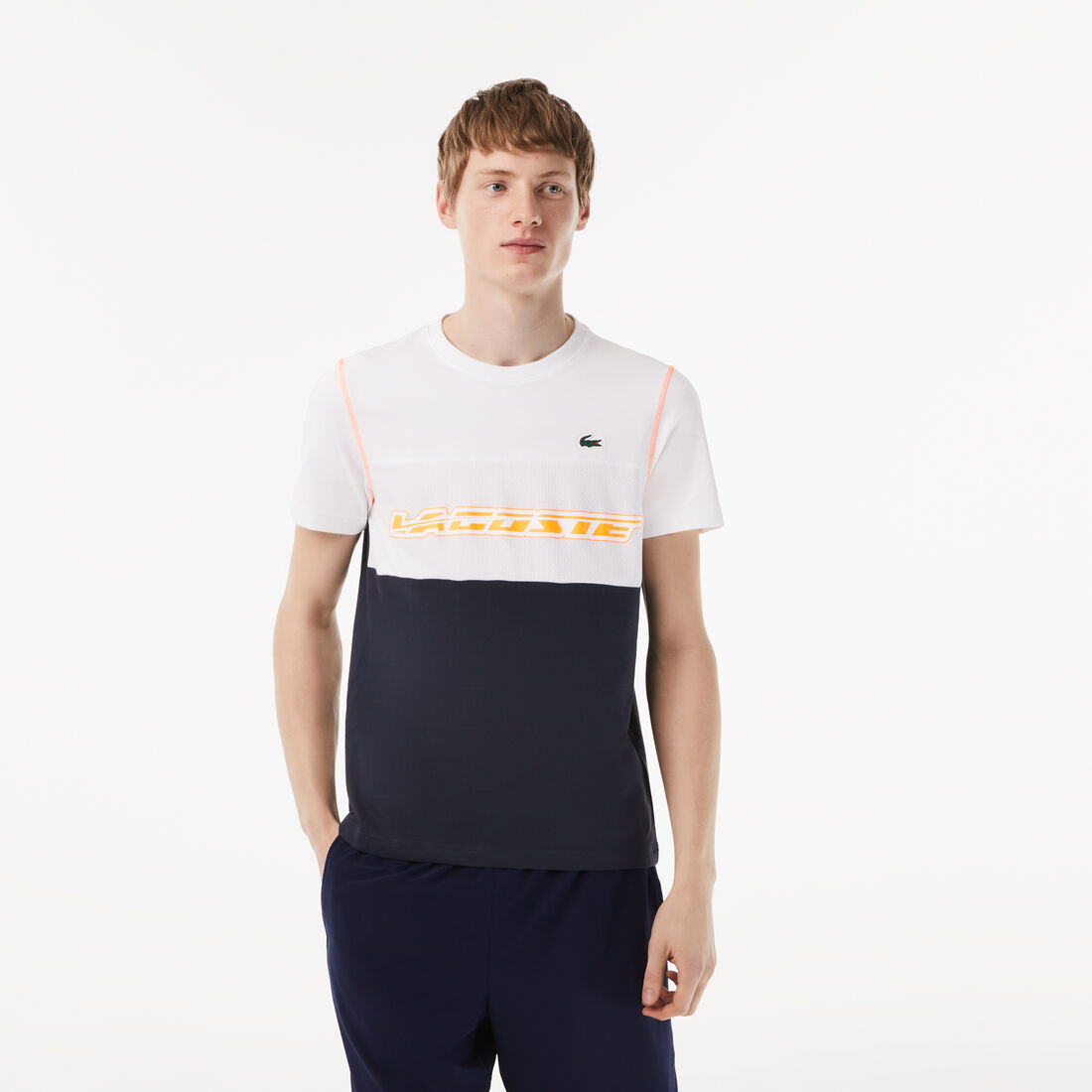 Lacoste Tennis X Daniil Medvedev Jersey T-shirts Herren Weiß Blau Orange | LOYQ-03482