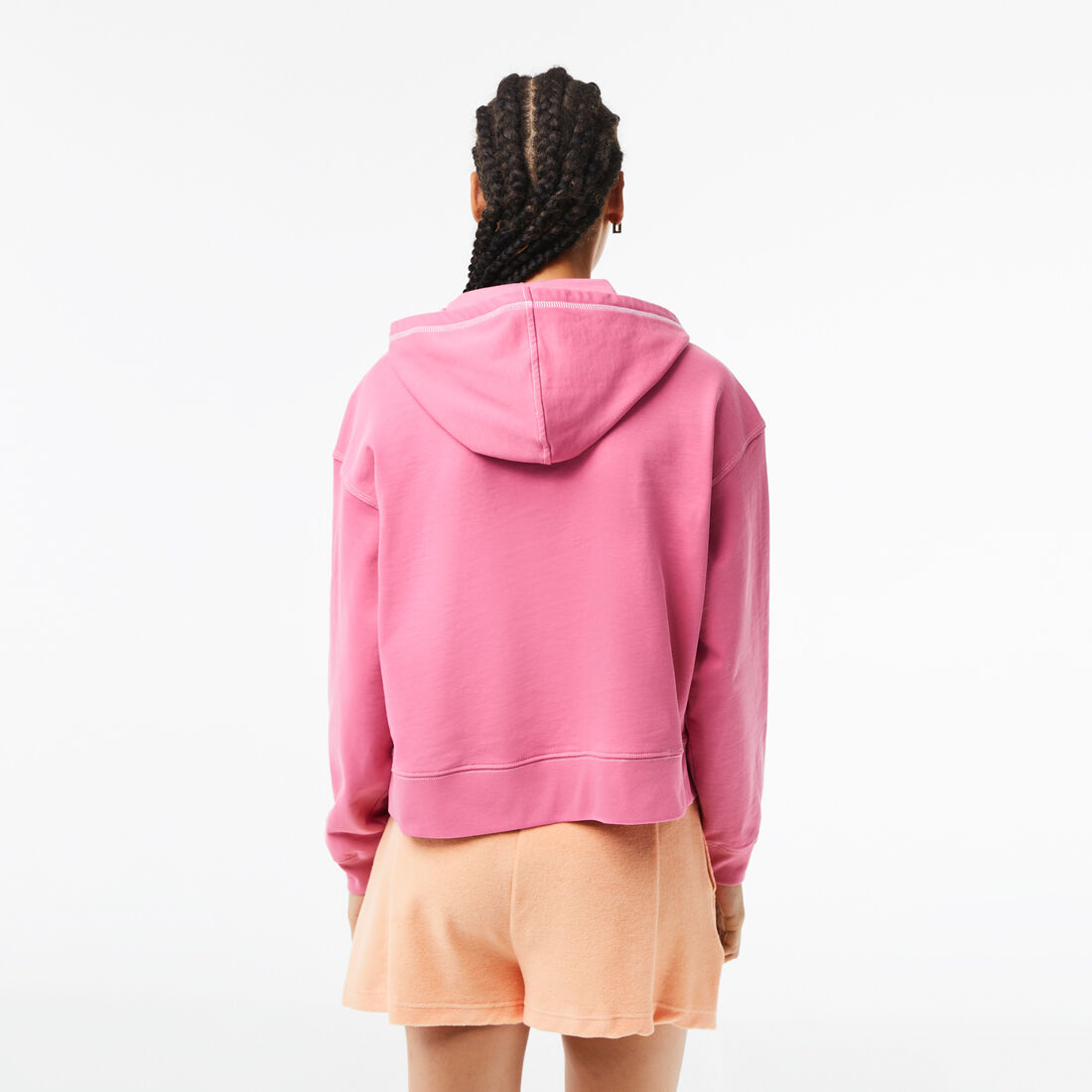 Lacoste Texture Print Hoodie Sweatshirts Damen Rosa | CQTY-94802