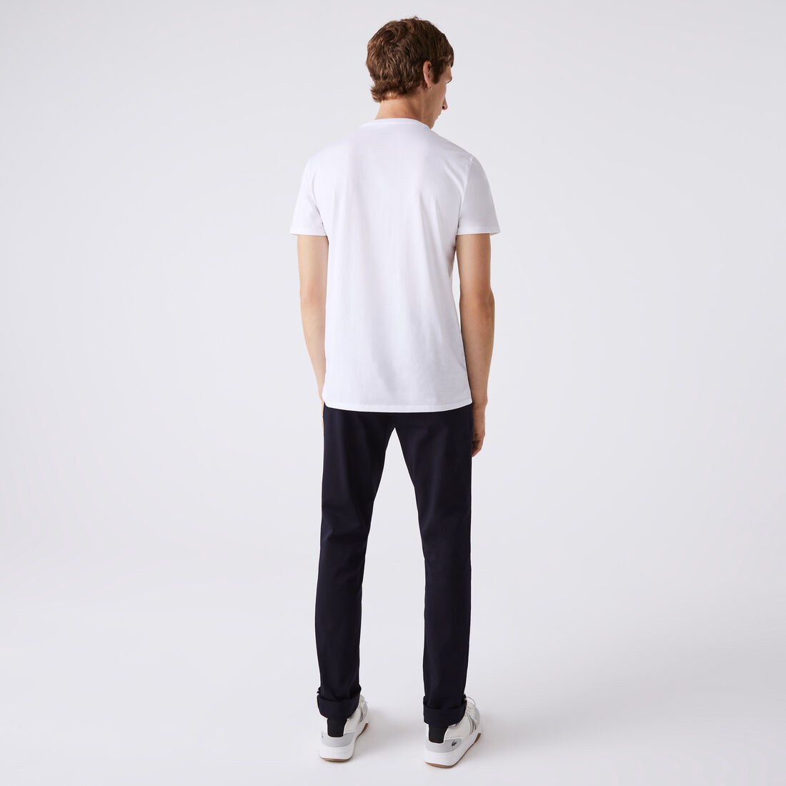 Lacoste V-neck Pima Baumwoll Jersey T-shirts Herren Weiß | RFNT-49523