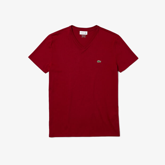 Lacoste V-neck Pima Baumwoll Jersey T-shirts Herren Rot | TBFL-70396