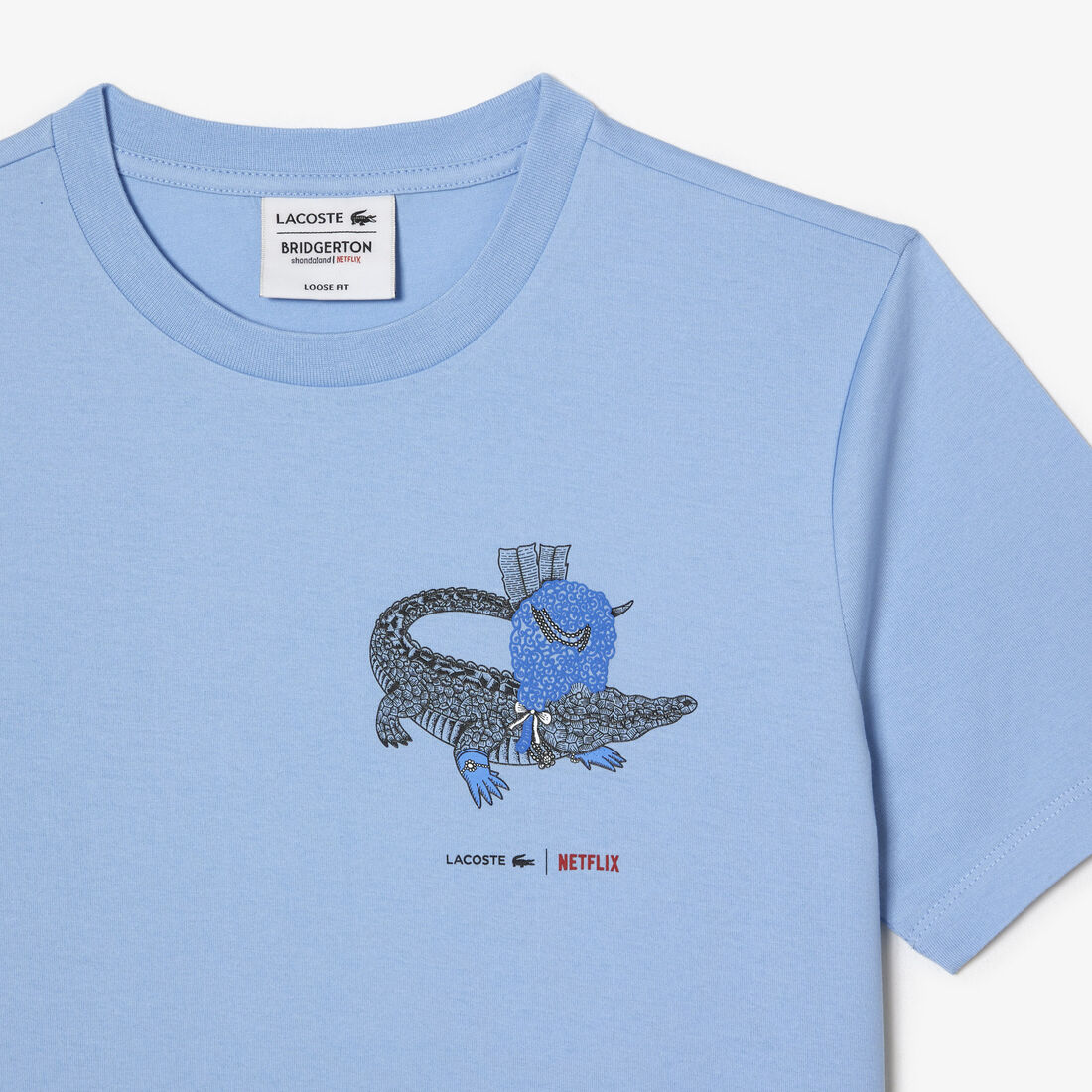 Lacoste X Netflix Organic Baumwoll Jersey T-shirts Damen Blau | JOAG-52681