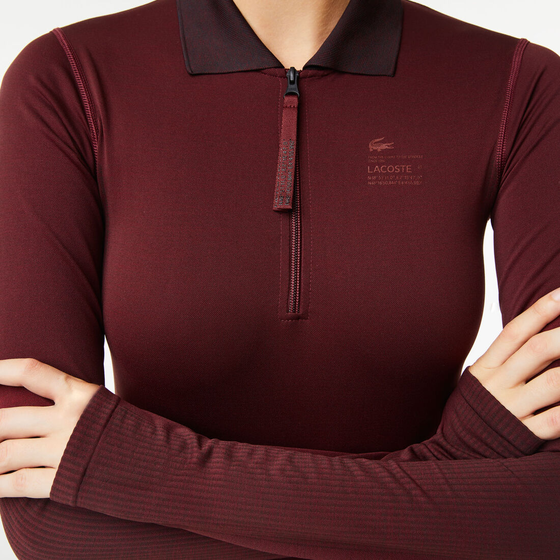 Lacoste Zip Collar Bodysuit Polo Shirts Damen Bordeaux | HYSC-98467
